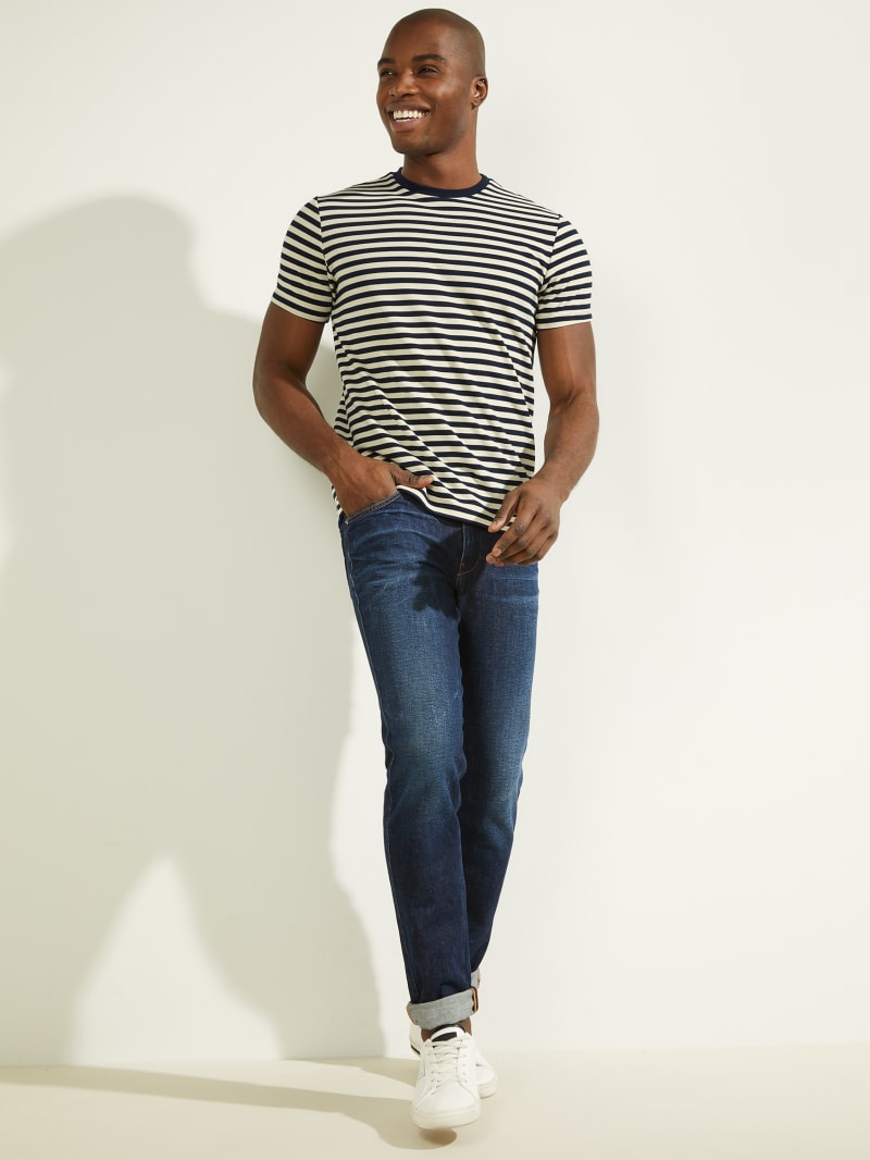 Guess Finn Pique Striped Tee T-shirts Heren Gekleurd | 2897-WHKYU