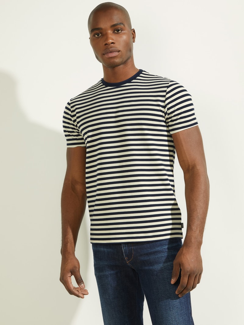 Guess Finn Pique Striped Tee T-shirts Heren Gekleurd | 2897-WHKYU