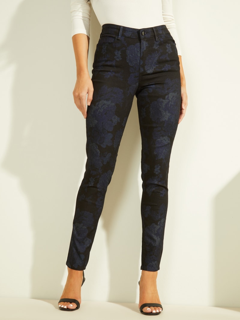 Guess Floral 1981 Skinny Broek Dames Zwart | 8947-DCEUF