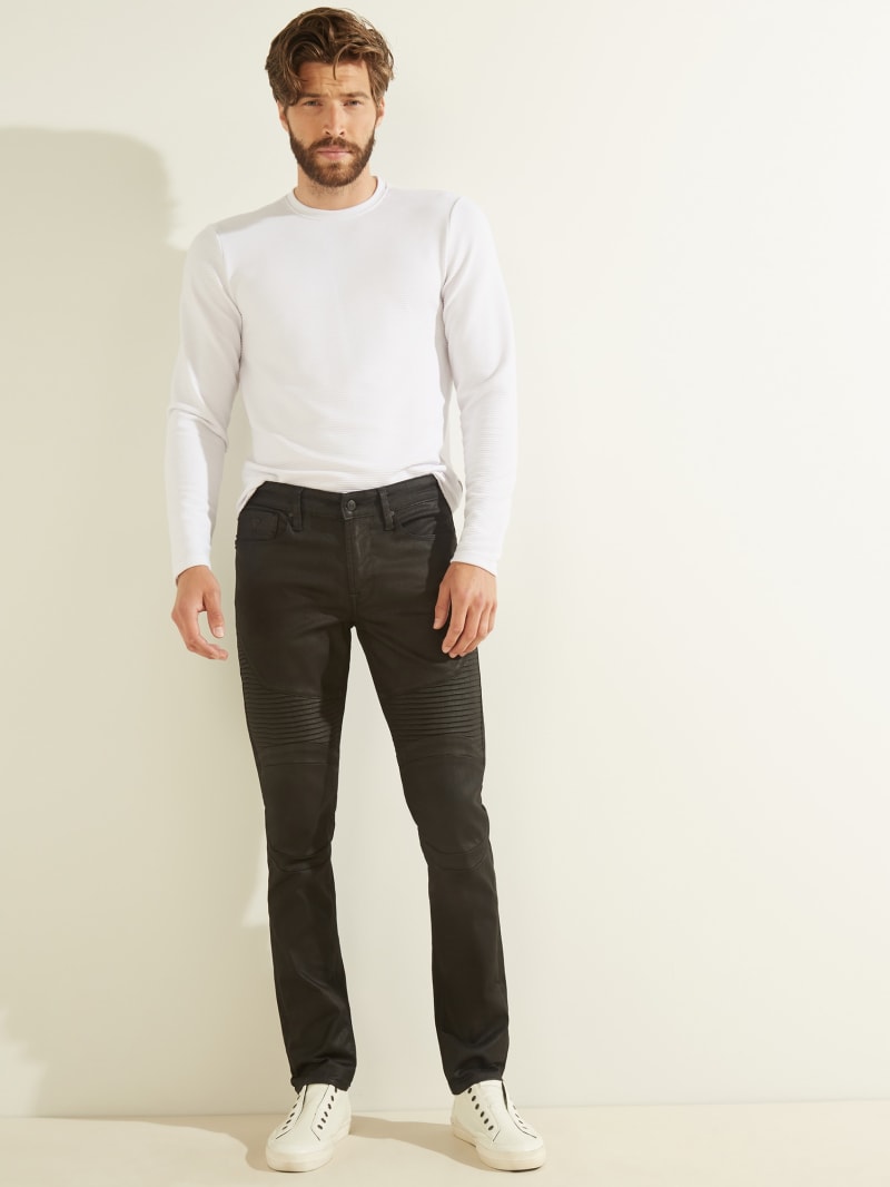 Guess Freeformed Moto Slim Tapered Broek Heren Zwart | 2371-VDNBJ