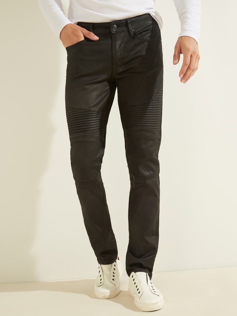 Guess Freeformed Moto Slim Tapered Broek Heren Zwart | 2371-VDNBJ