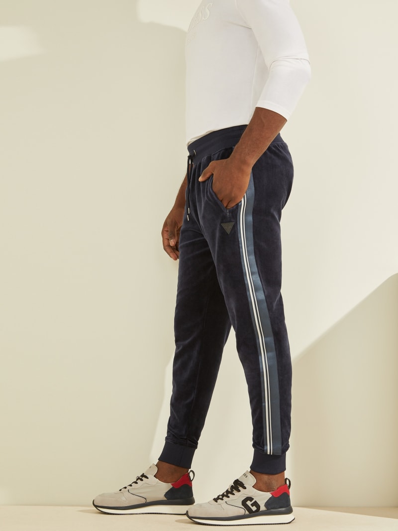 Guess Fulham Velvet Joggers Broek Heren Donkerblauw | 8320-PSOWZ