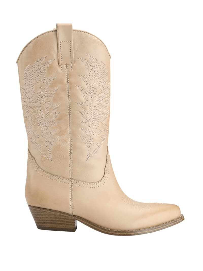 Guess Gallen Leren Knee-High Cowgirl Laarzen Dames Beige | 1420-DRBUP