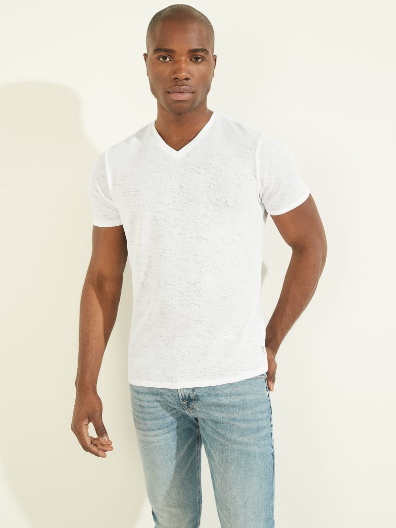 Guess Gauze V-Neck Tee T-shirts Heren Wit | 9572-WBXNM