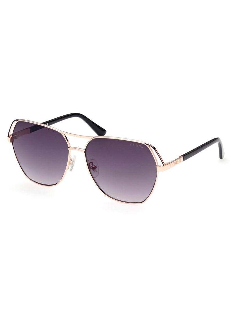 Guess Geometric Aviator Zonnebril Dames Wit Goud | 3286-YBGXV