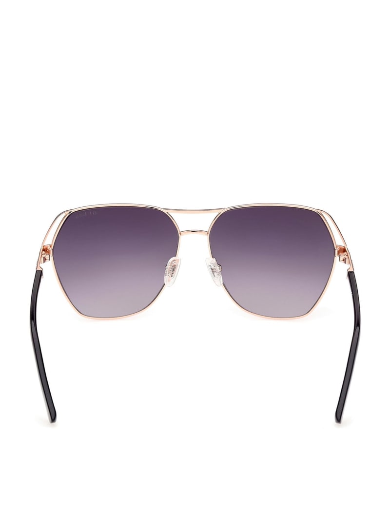 Guess Geometric Aviator Zonnebril Dames Wit Goud | 3286-YBGXV