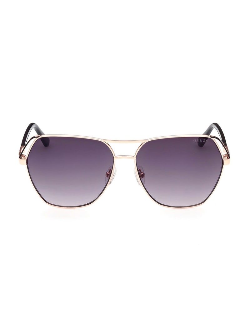 Guess Geometric Aviator Zonnebril Dames Wit Goud | 3286-YBGXV