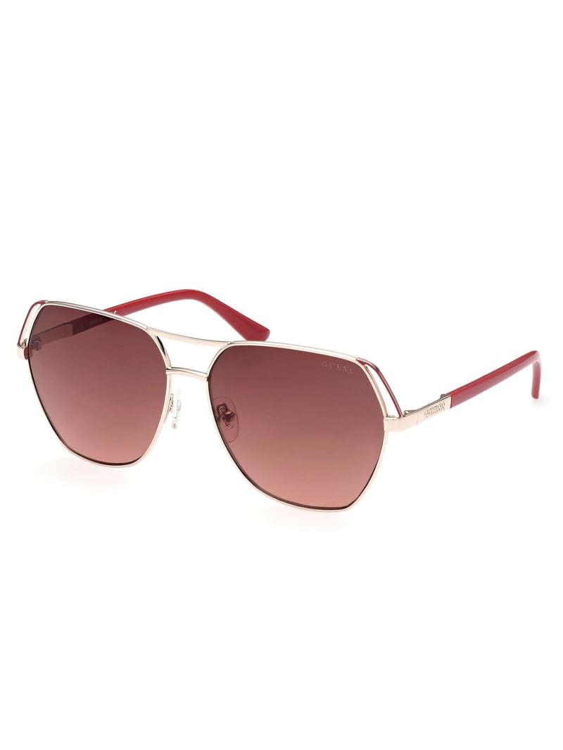 Guess Geometric Aviator Zonnebril Dames Roze Goud | 7982-TUEJM