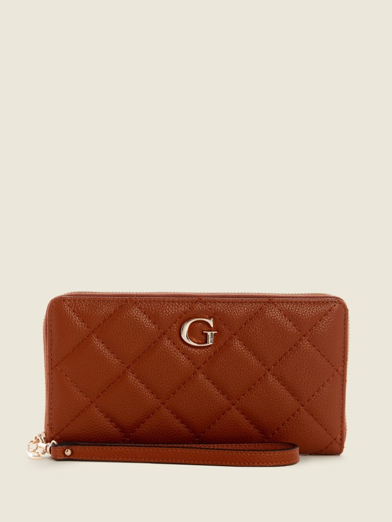 Guess Gillian Check Organizer Portefeuille Dames Bruin | 4798-XGDVM