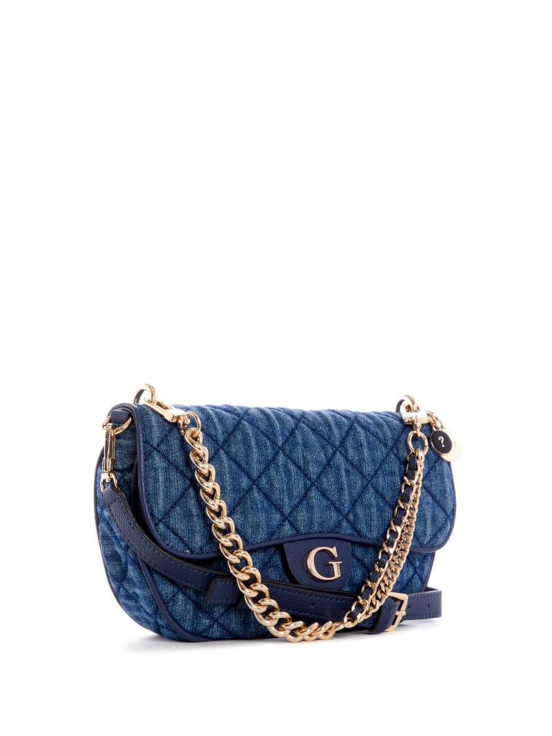 Guess Gillian Denim Flap Crossbodytassen Dames Blauw | 2431-LJGVW