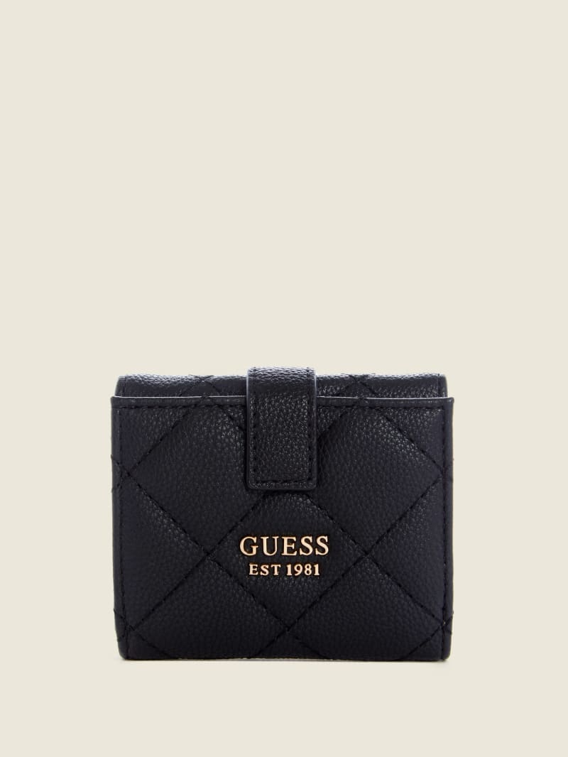 Guess Gillian Petite Trifold Portefeuille Dames Zwart | 5608-HNCLK