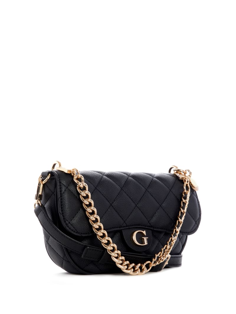 Guess Gillian Quilted Flap Crossbodytassen Dames Zwart | 1504-RLEPY