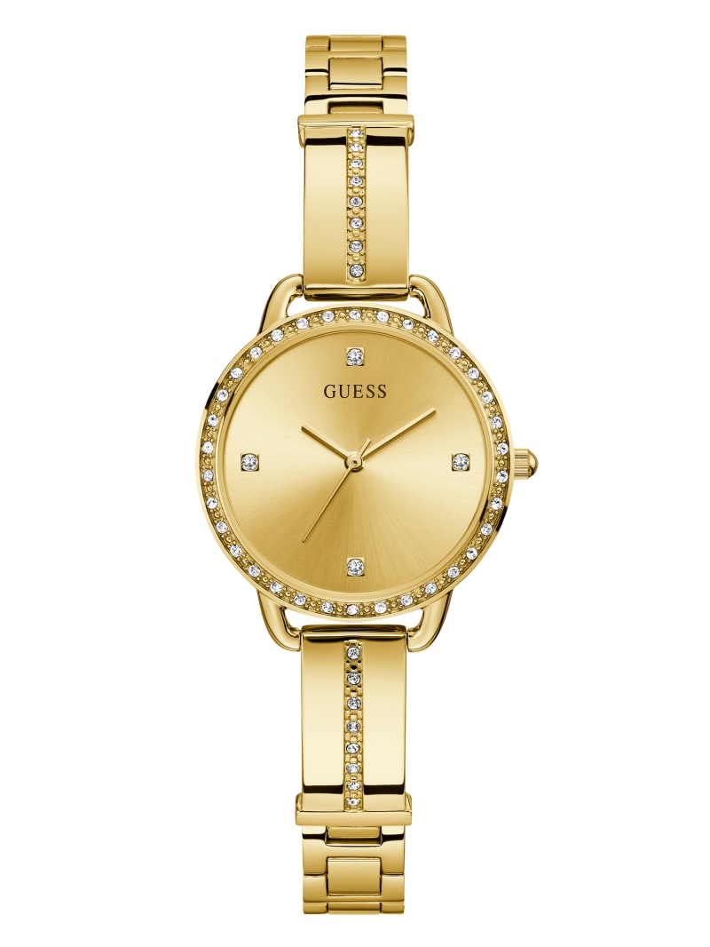 Guess Gold-Tone Crystal Analog Horloge Dames Goud | 2437-JGSOW