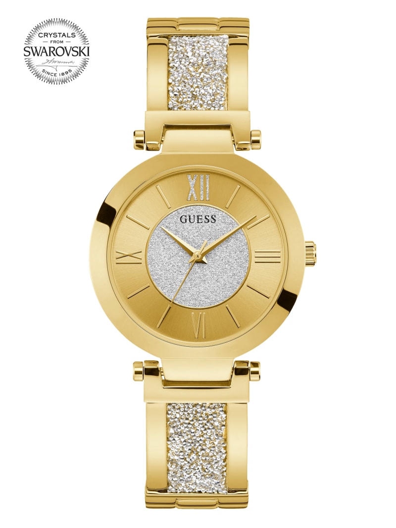 Guess Gold-Tone Crystal Bangle Analog Horloge Dames Goud | 5291-SEWUD