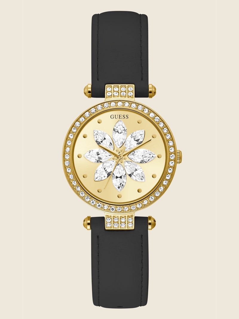 Guess Gold-Tone Crystal and Leren Analog Horloge Dames Gekleurd | 8235-XKCOR