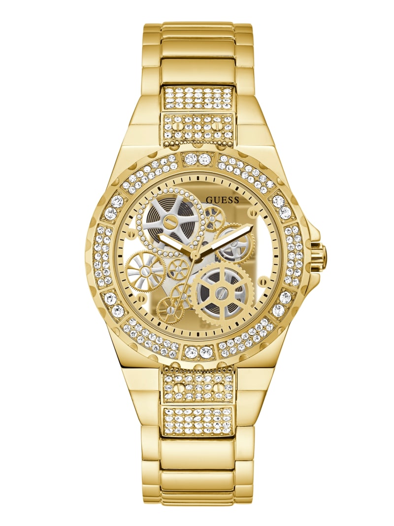 Guess Gold-Tone Exposed Dial Analog Horloge Dames Goud | 9608-GEASD