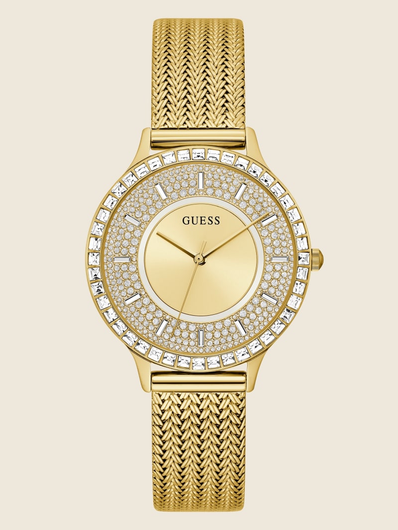 Guess Gold-Tone Mesh Analog Horloge Dames Goud | 4391-AKFZG