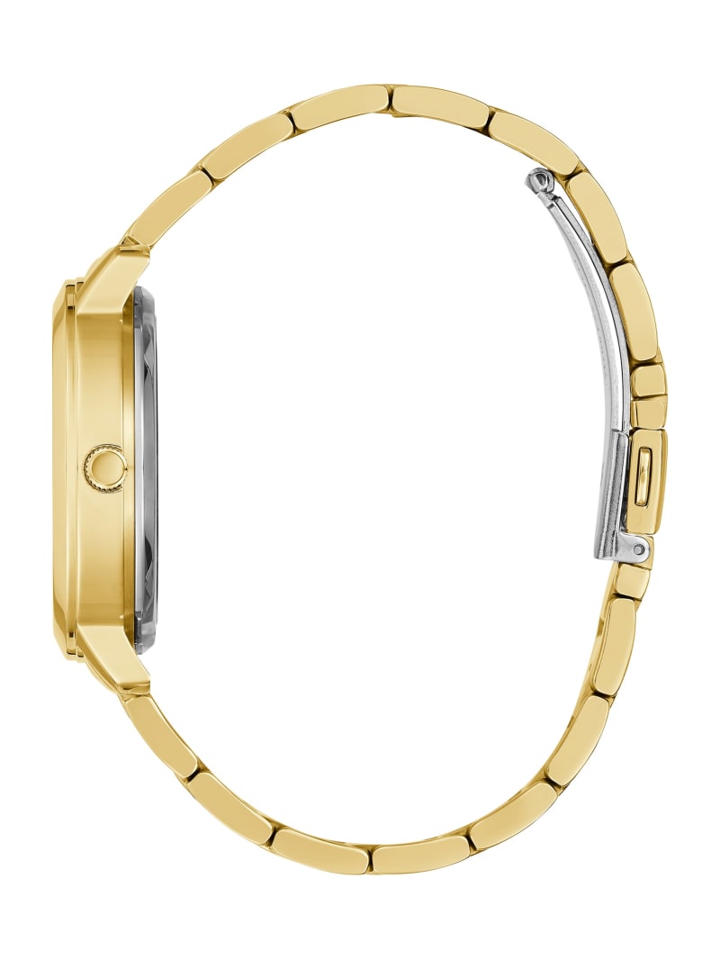 Guess Gold-Tone Quattro G Clear Analog Horloge Dames Goud | 5813-PZLAX