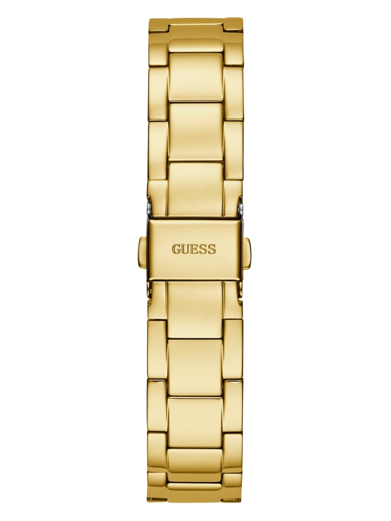 Guess Gold-Tone Quattro G Clear Analog Horloge Dames Goud | 5813-PZLAX