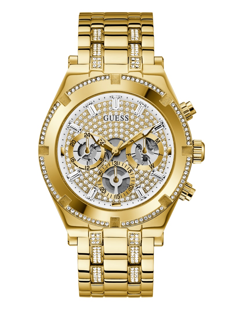 Guess Gold-Tone Rhinestone Multifunctioneel Horloge Heren Goud | 9764-ZIVHU