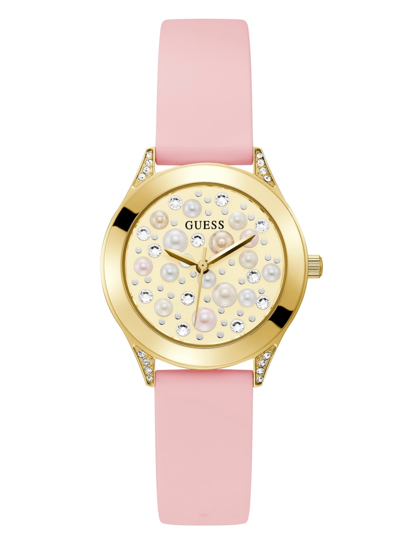 Guess Gold-Tone and Pearl Analog Horloge Dames Gekleurd | 8260-KMWXQ