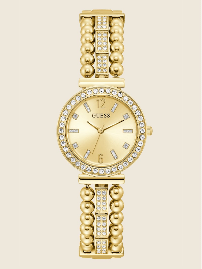 Guess Gold-Tone and Rhinestone Analog Horloge Dames Goud | 9652-KJLYR