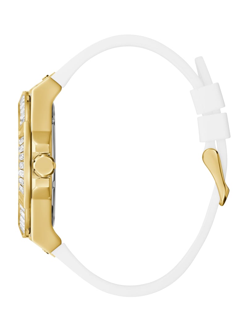 Guess Gold-Tone and Whiteuette Multifunctioneel Horloge Heren Wit | 2137-PDFMK