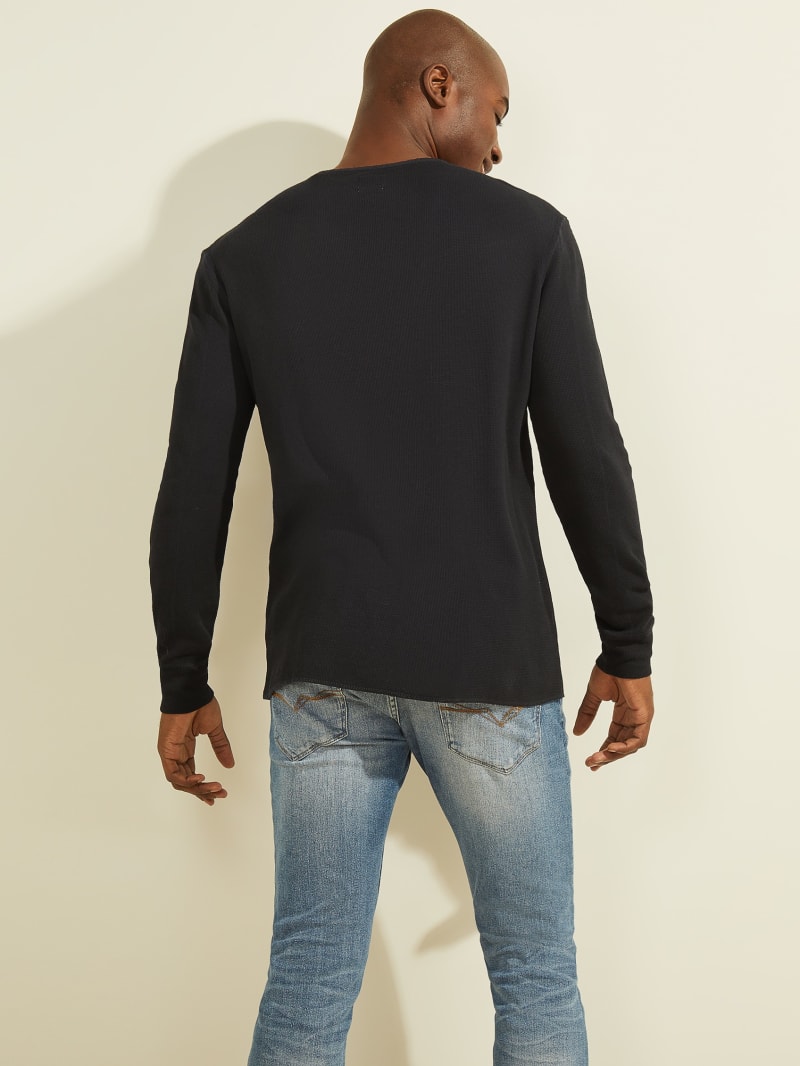 Guess Gomer Henley T-shirts Heren Blauw | 9340-DOMPJ