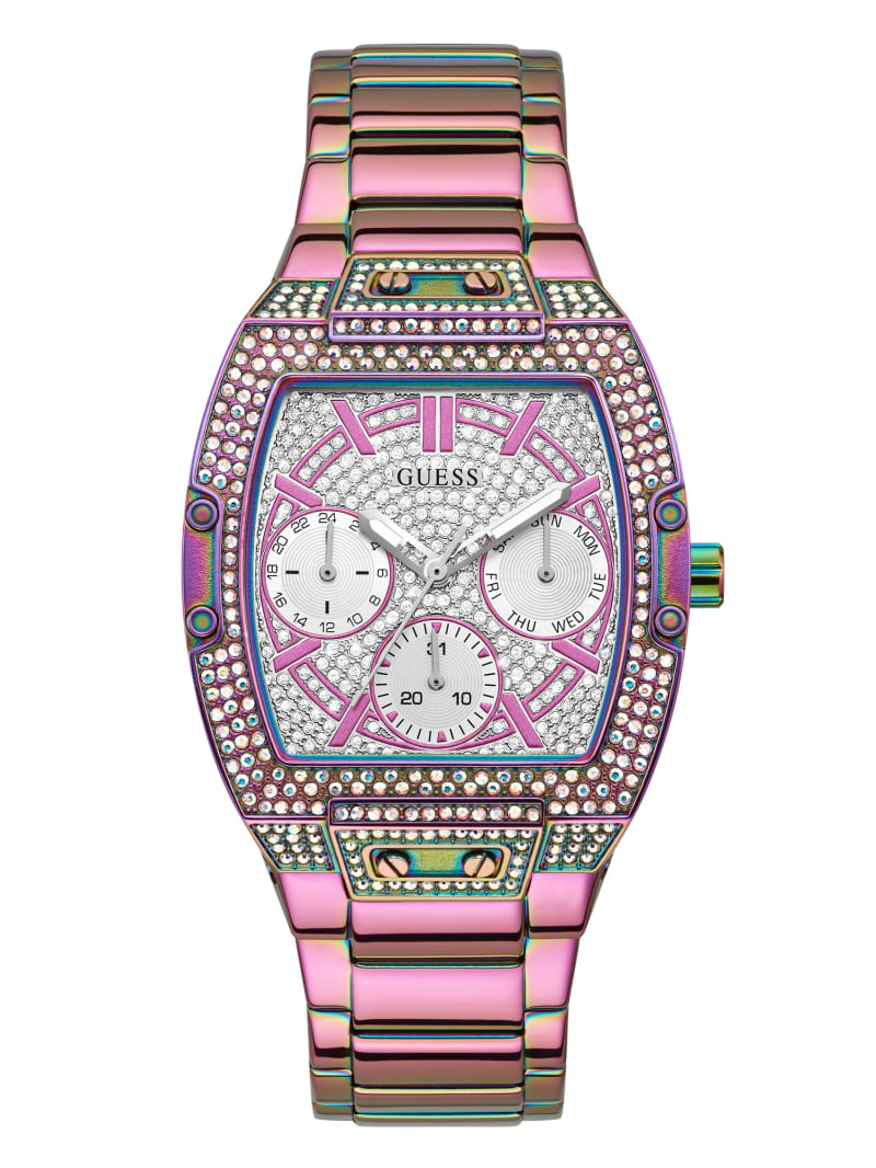 Guess Iridescent Rhinestone Multifunctioneel Horloge Dames Paars | 7064-ROUHA