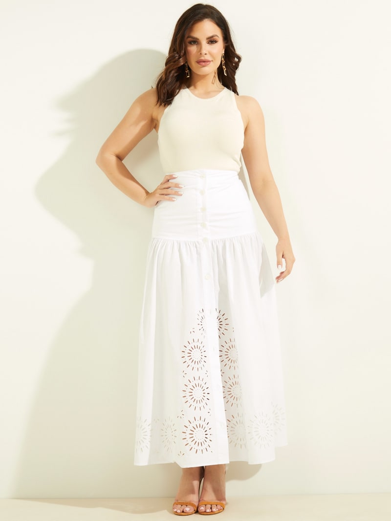 Guess Kaia Poplin Maxi Jurken Dames Wit | 8345-QXMBI