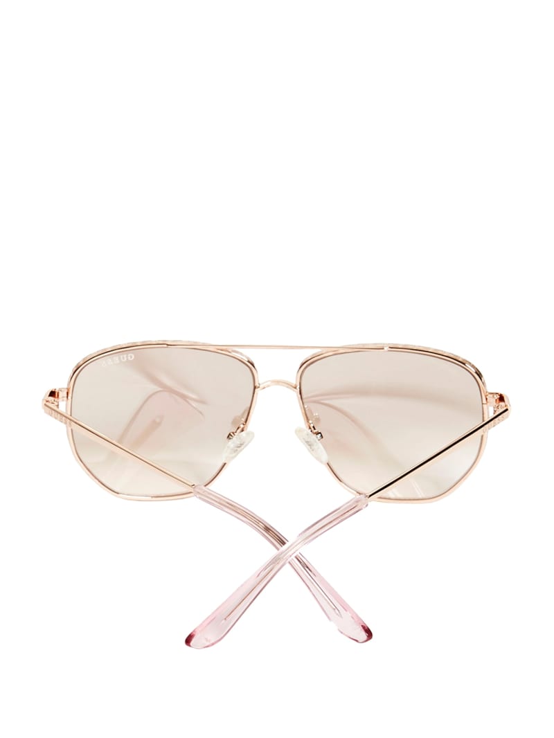 Guess Kelly Aviator Zonnebril Dames Roze Goud | 8457-LDHGK