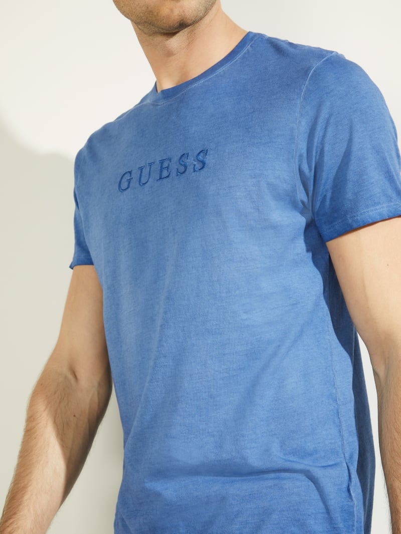 Guess Klassieke Pima Washed Logo Tee T-shirts Heren Blauw | 0268-HSZPG