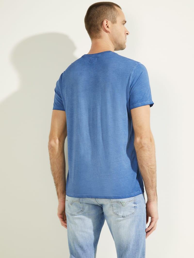 Guess Klassieke Pima Washed Logo Tee T-shirts Heren Blauw | 0268-HSZPG