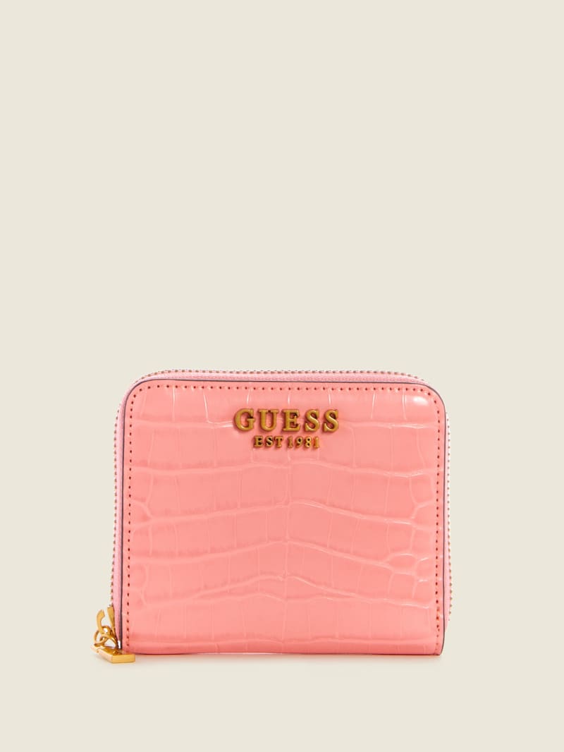 Guess Laurel Small Zip-Around Portefeuille Dames Koraal | 5487-YRMKZ