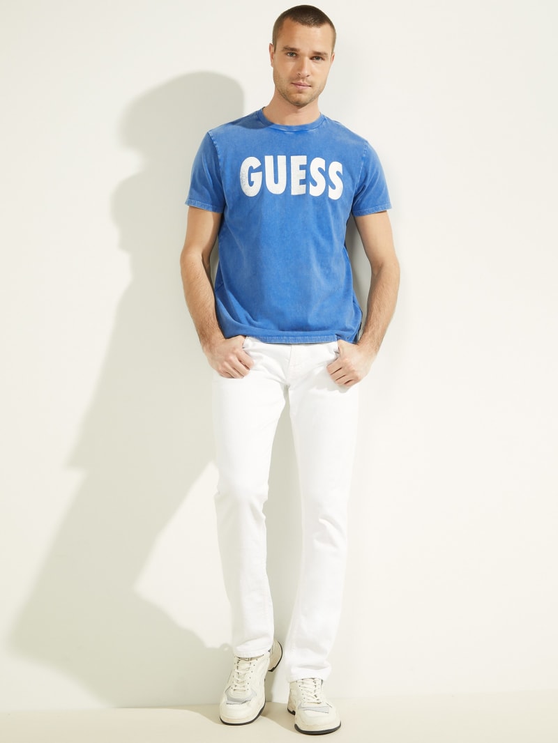 Guess Logo Beach Tee T-shirts Heren Blauw | 8397-VYZQA