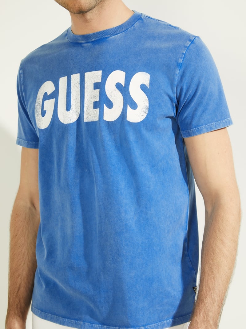 Guess Logo Beach Tee T-shirts Heren Blauw | 8397-VYZQA