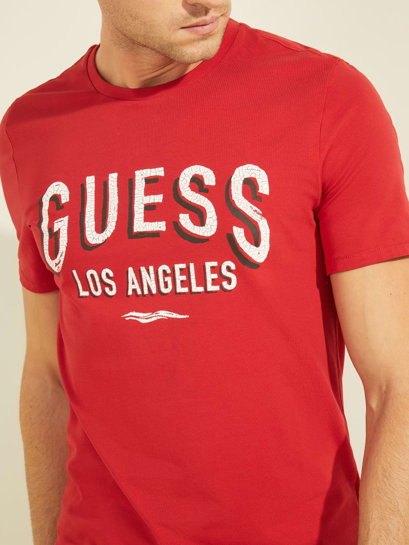 Guess Logo Tee T-shirts Heren Rood | 2985-CLUBY