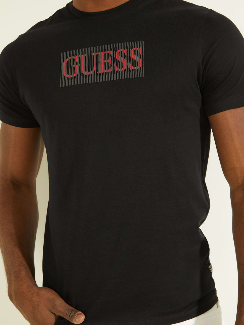 Guess Logo Tee T-shirts Heren Zwart | 2760-VFUCO