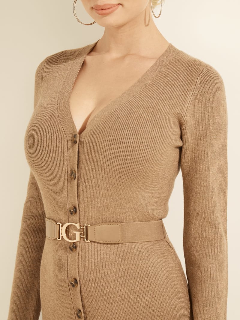 Guess Luis Belted Cardigan Jurken Dames Bruin | 6834-LVOJY