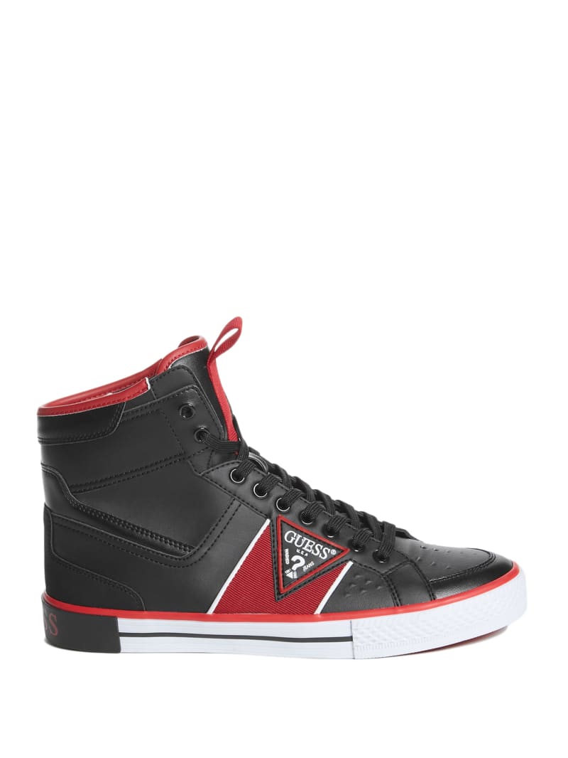 Guess Maeno Triangle Logo High-Top Sneakers Heren Zwart | 0536-UZVPQ