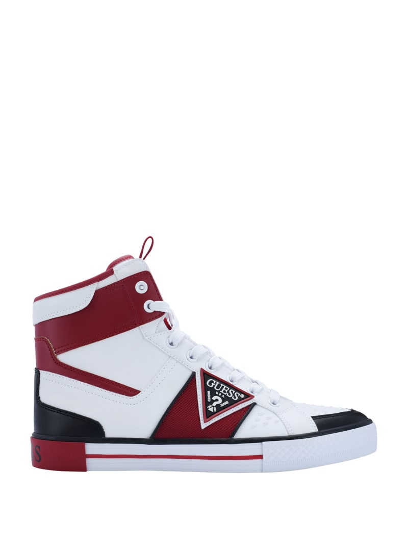 Guess Maeno Triangle Logo High-Top Sneakers Heren Donkerrood | 6081-BQOMS