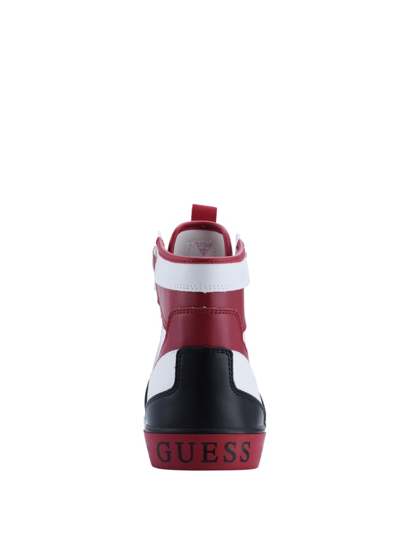 Guess Maeno Triangle Logo High-Top Sneakers Heren Donkerrood | 6081-BQOMS