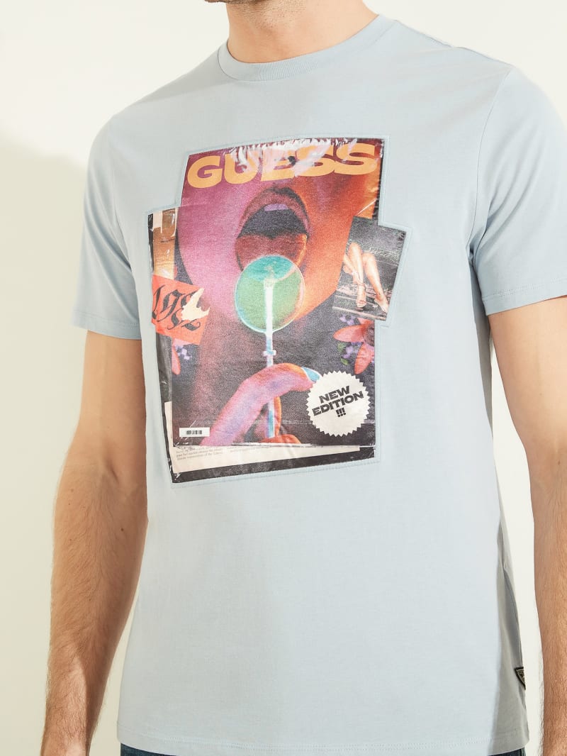 Guess Magazine Tee T-shirts Heren Blauw | 6104-TUOYN