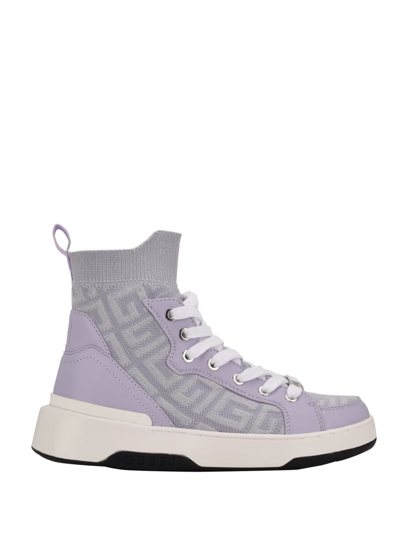 Guess Manney Knit Logo High-Top Sneakers Dames Roze | 0829-LPFDC