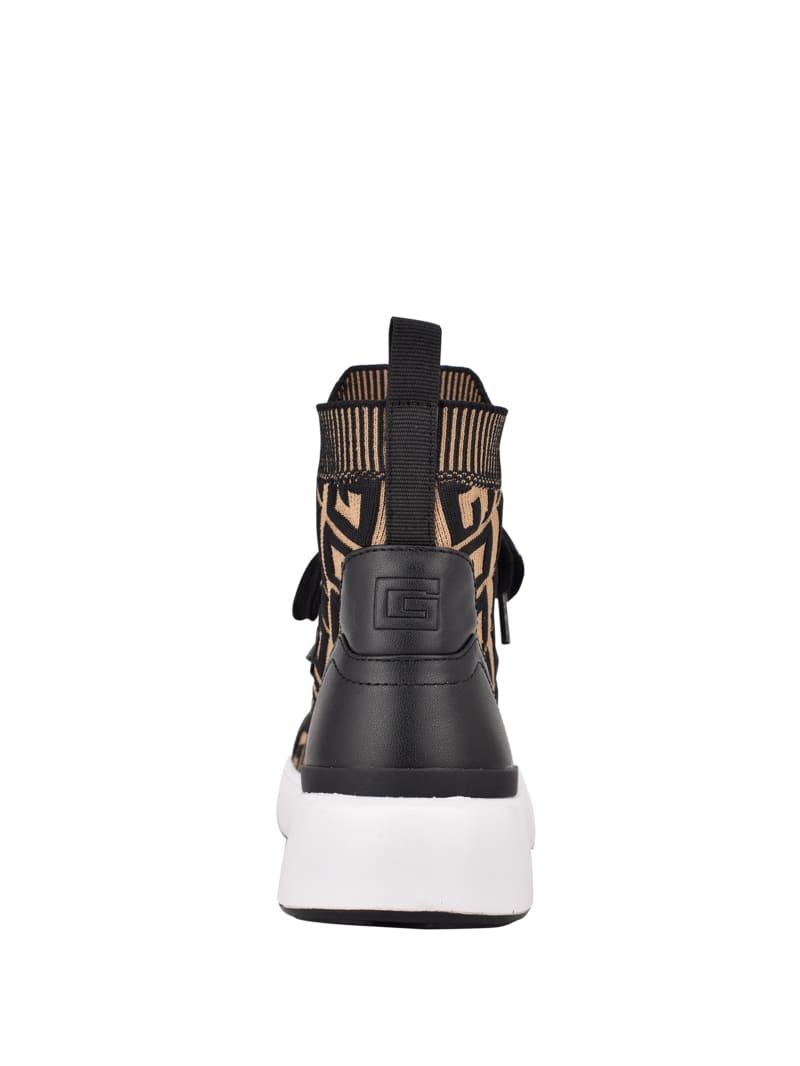 Guess Manney Knit Logo High-Top Sneakers Dames Zwart | 2968-WNZPV