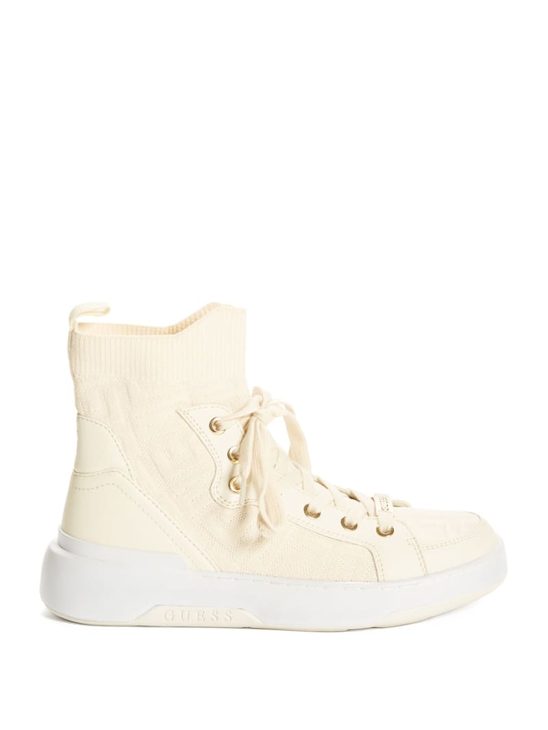 Guess Manney Knit Logo High-Top Sneakers Dames Wit | 6475-SWHVP