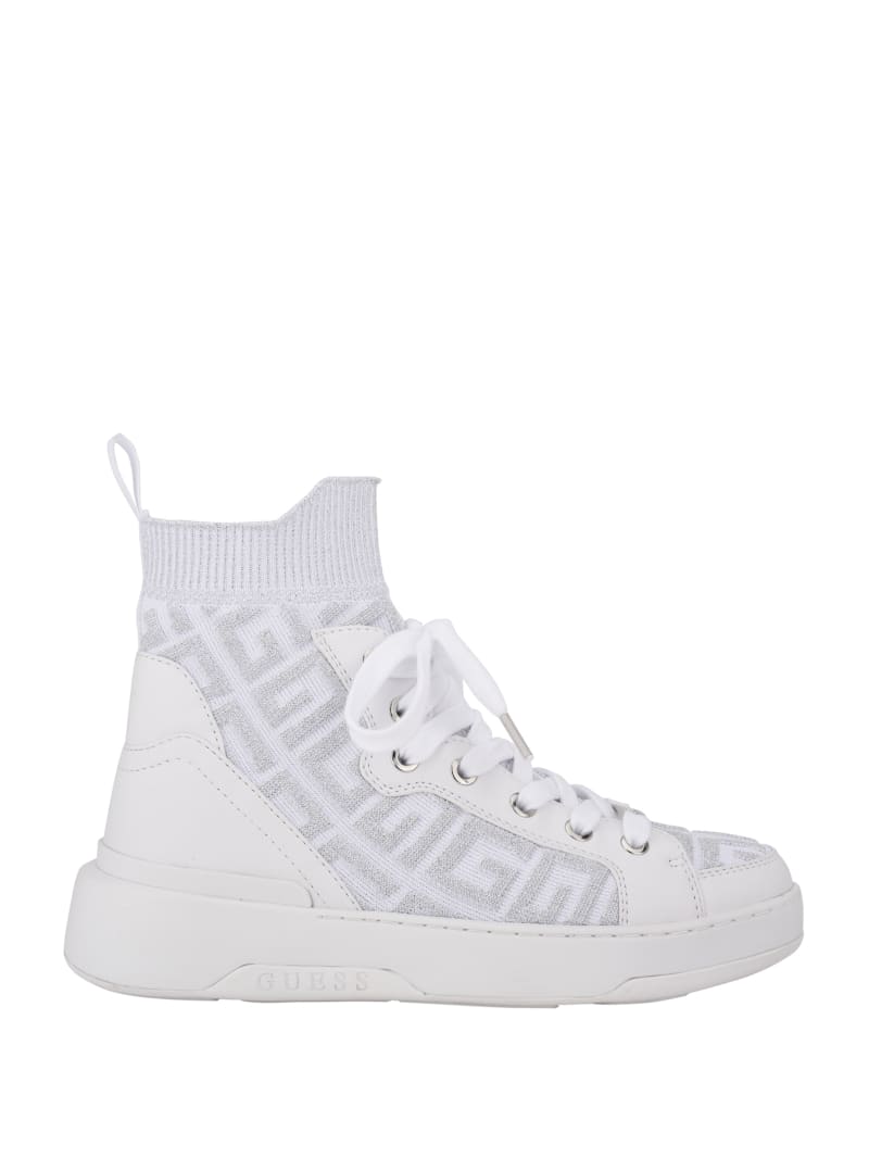 Guess Manney Knit Logo High-Top Sneakers Dames Wit | 6792-QZEAX