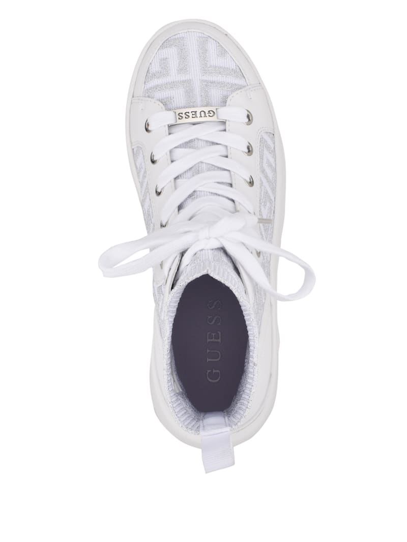 Guess Manney Knit Logo High-Top Sneakers Dames Wit | 6792-QZEAX