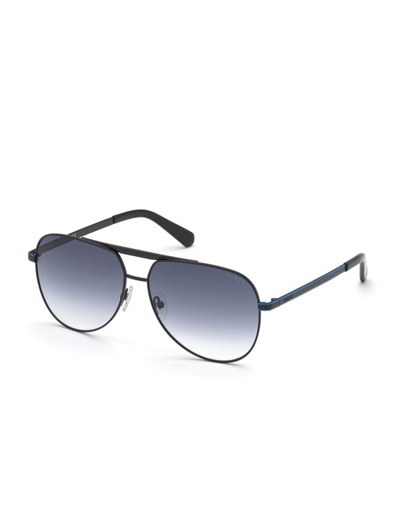 Guess Manny Aviator Zonnebril Heren Zwart | 8467-HJERS