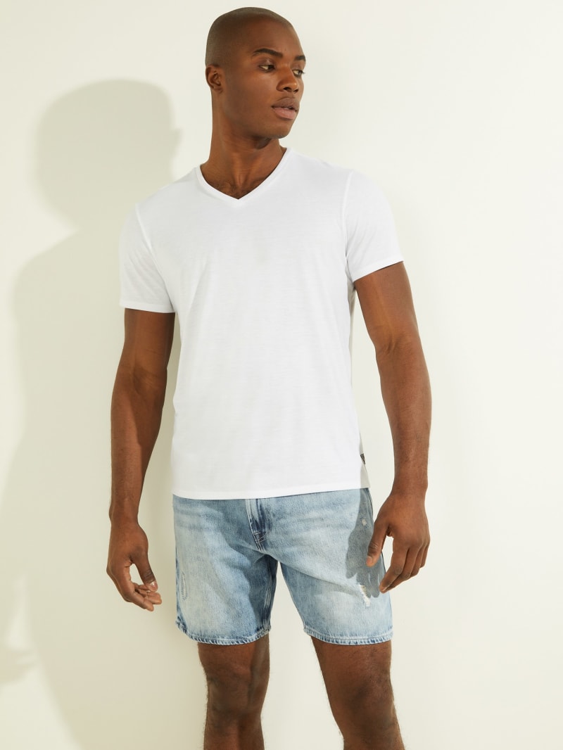 Guess Mason Yoke V-Neck Tee T-shirts Heren Wit | 2650-HLJOA